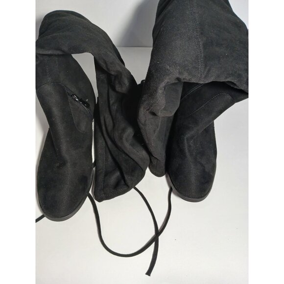 JG Women’s Black Over-the-Knee Boots Size 8.5 Faux Suede Stretch Fit Zip Closure - Picture 3 of 9